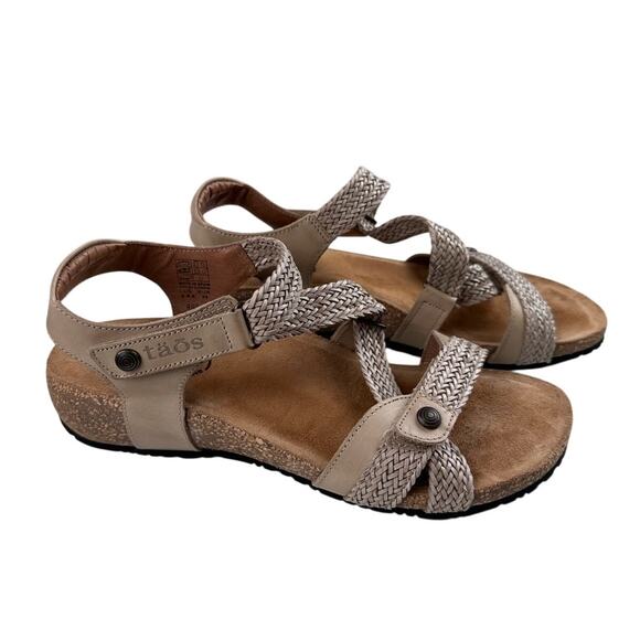 Taos Trulie Sandal US 8-8.5 | EU 39 Stone Woven Leather Strappy Adjustable New - Picture 2 of 15